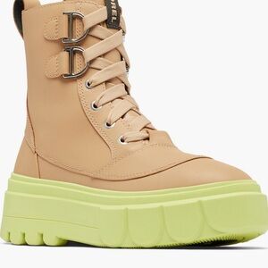 Sorel Women's Tan and Green Waterproof Platform Boots